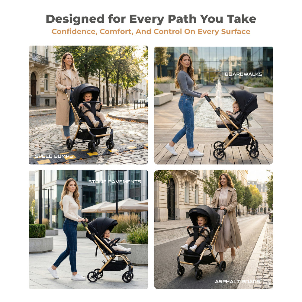 Neobreez Octa 360 Degree Rotate Lightweight Compact Travel Stroller Black