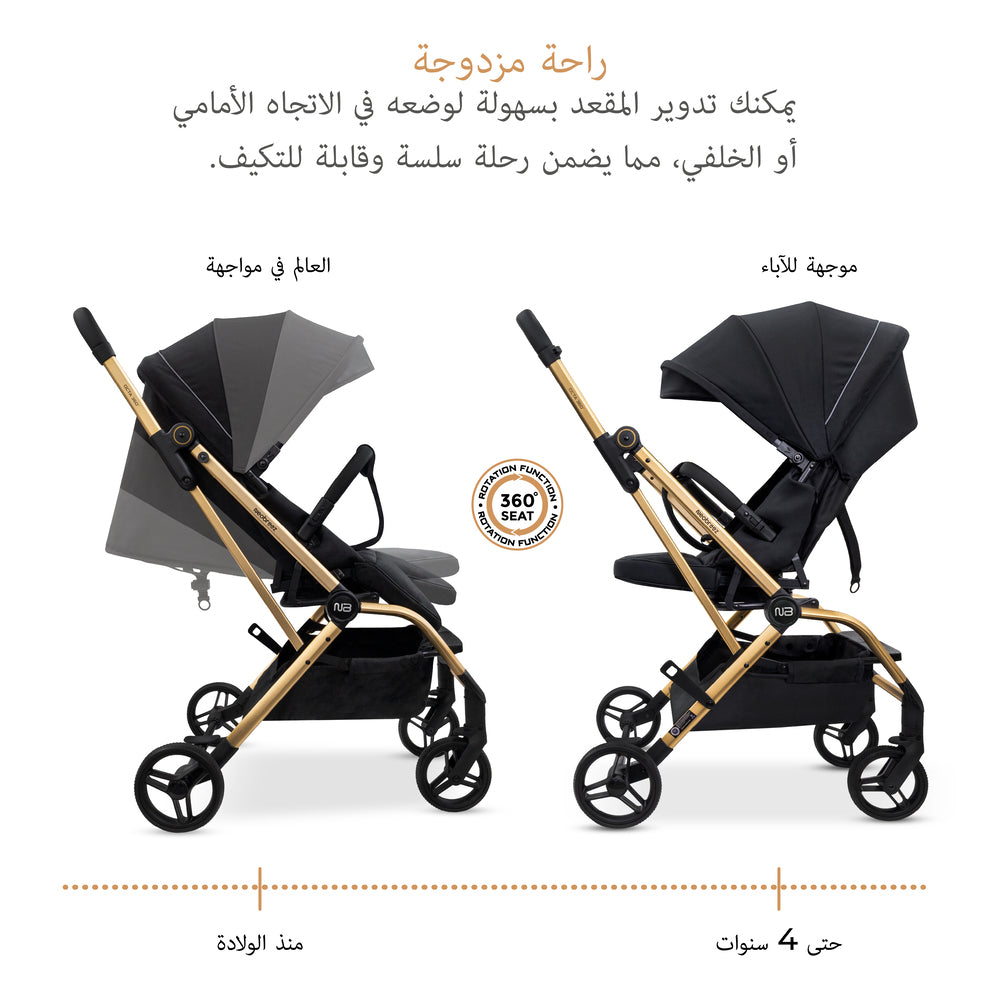 Neobreez Octa 360 Degree Rotate Lightweight Compact Travel Stroller Black