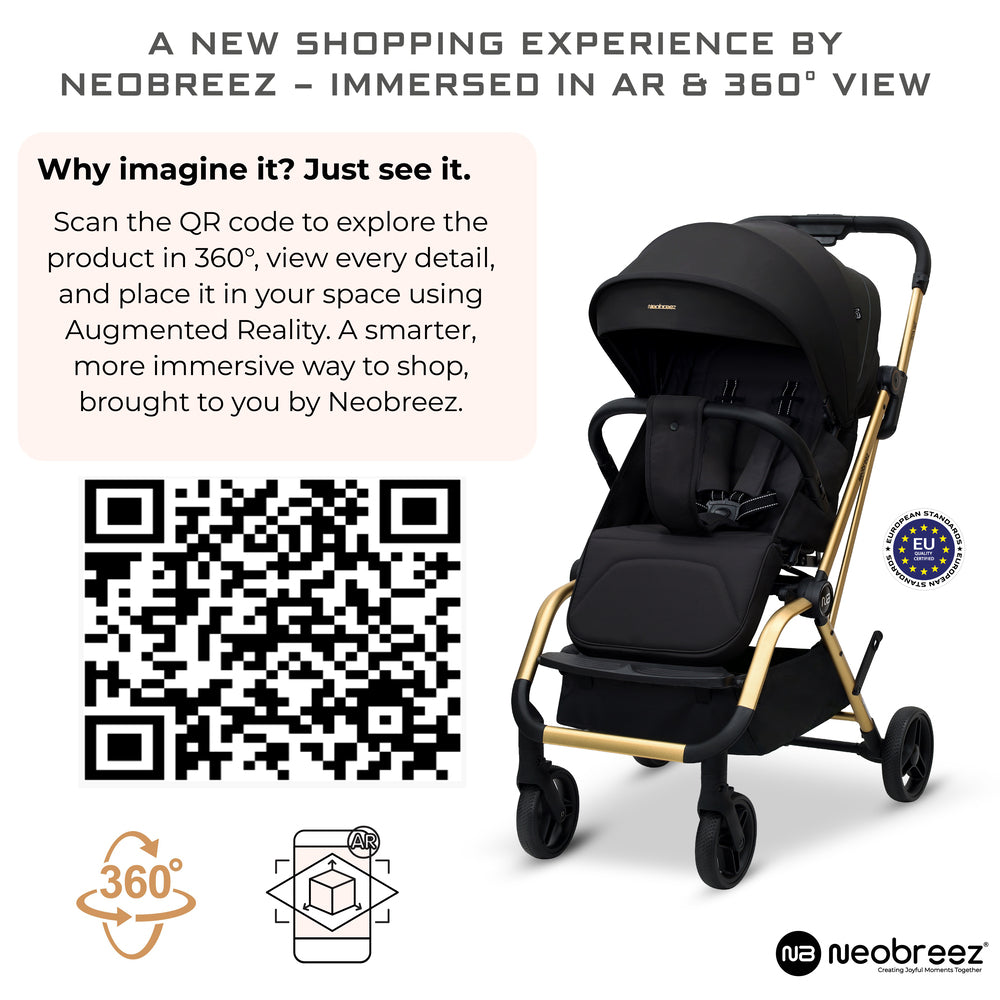 Neobreez Octa 360 Degree Rotate Lightweight Compact Travel Stroller Black