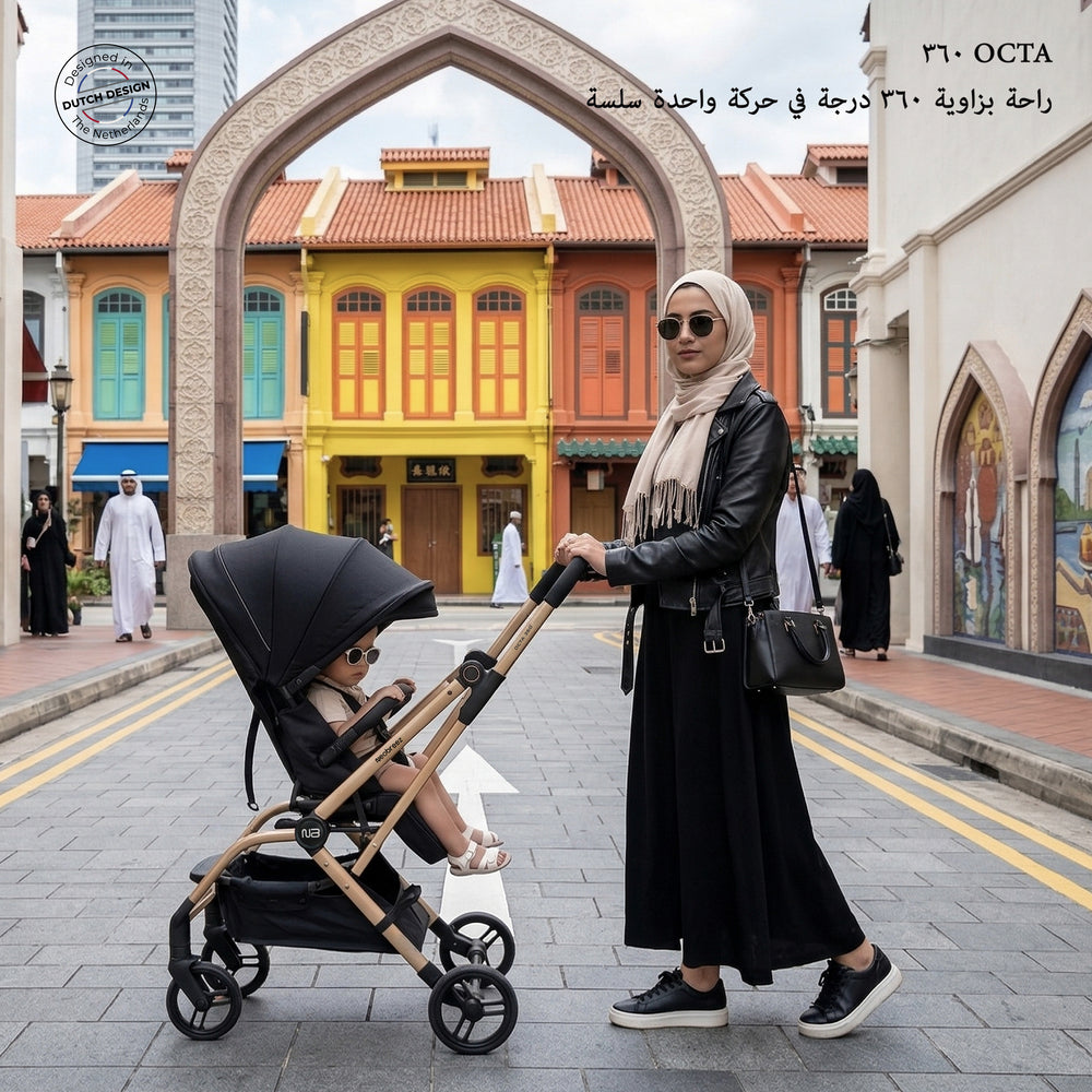 Neobreez Octa 360 Degree Rotate Lightweight Compact Travel Stroller Black