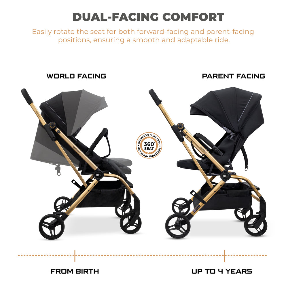 Neobreez Octa 360 Degree Rotate Lightweight Compact Travel Stroller Black