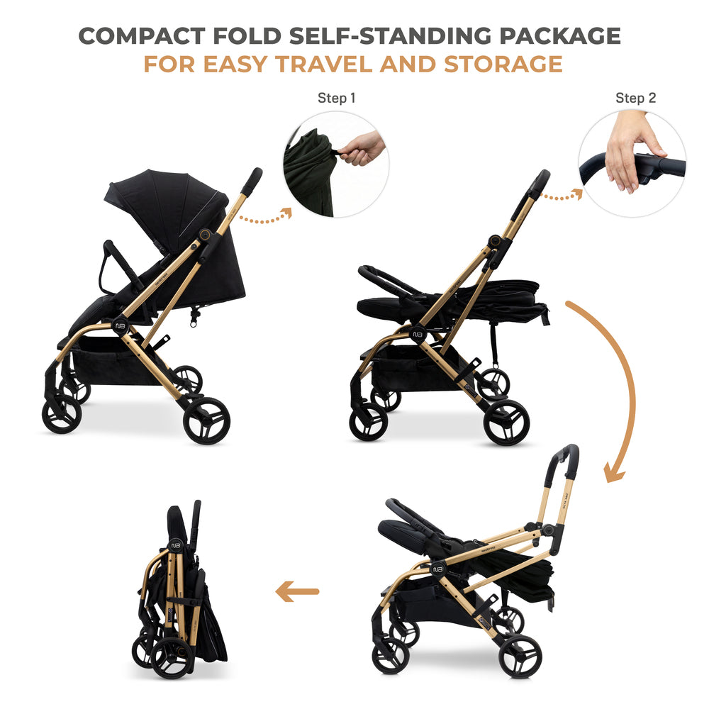 Neobreez Octa 360 Degree Rotate Lightweight Compact Travel Stroller Black