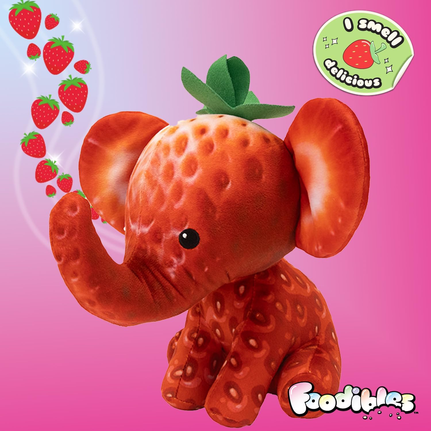 Foodibles Strawberry Elephant Small Scented Soft Cuddly Plush Toy Foodibles Yallatoys