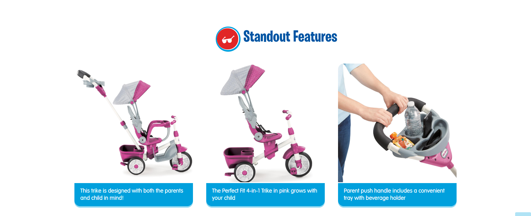 Features Girls Pink Tricycle