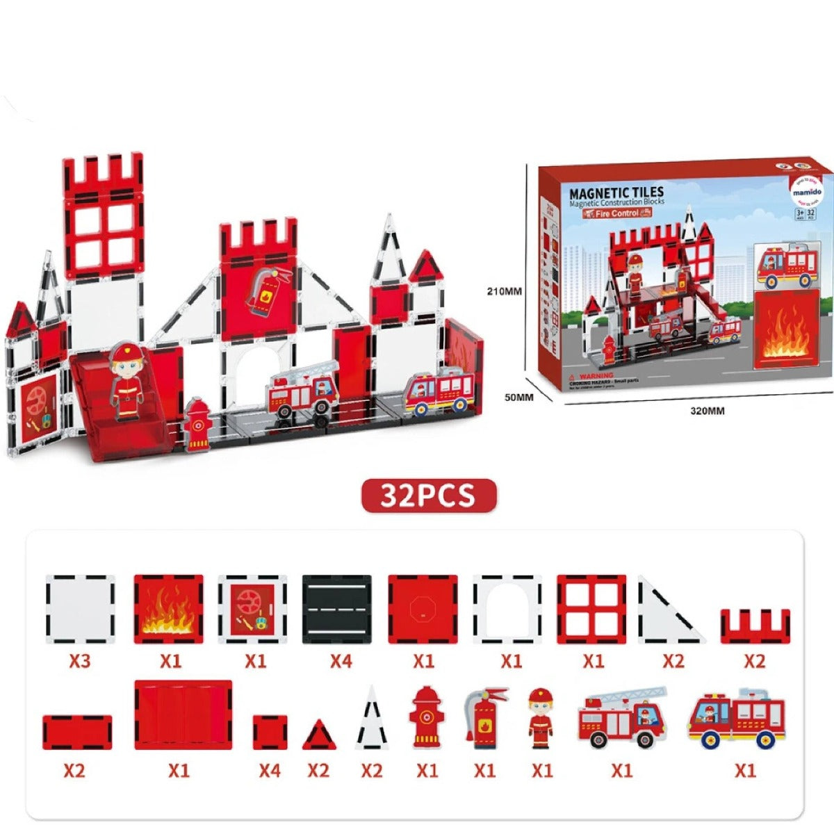 Firefighter Series Magnetic Building Blocks 32-Piece
