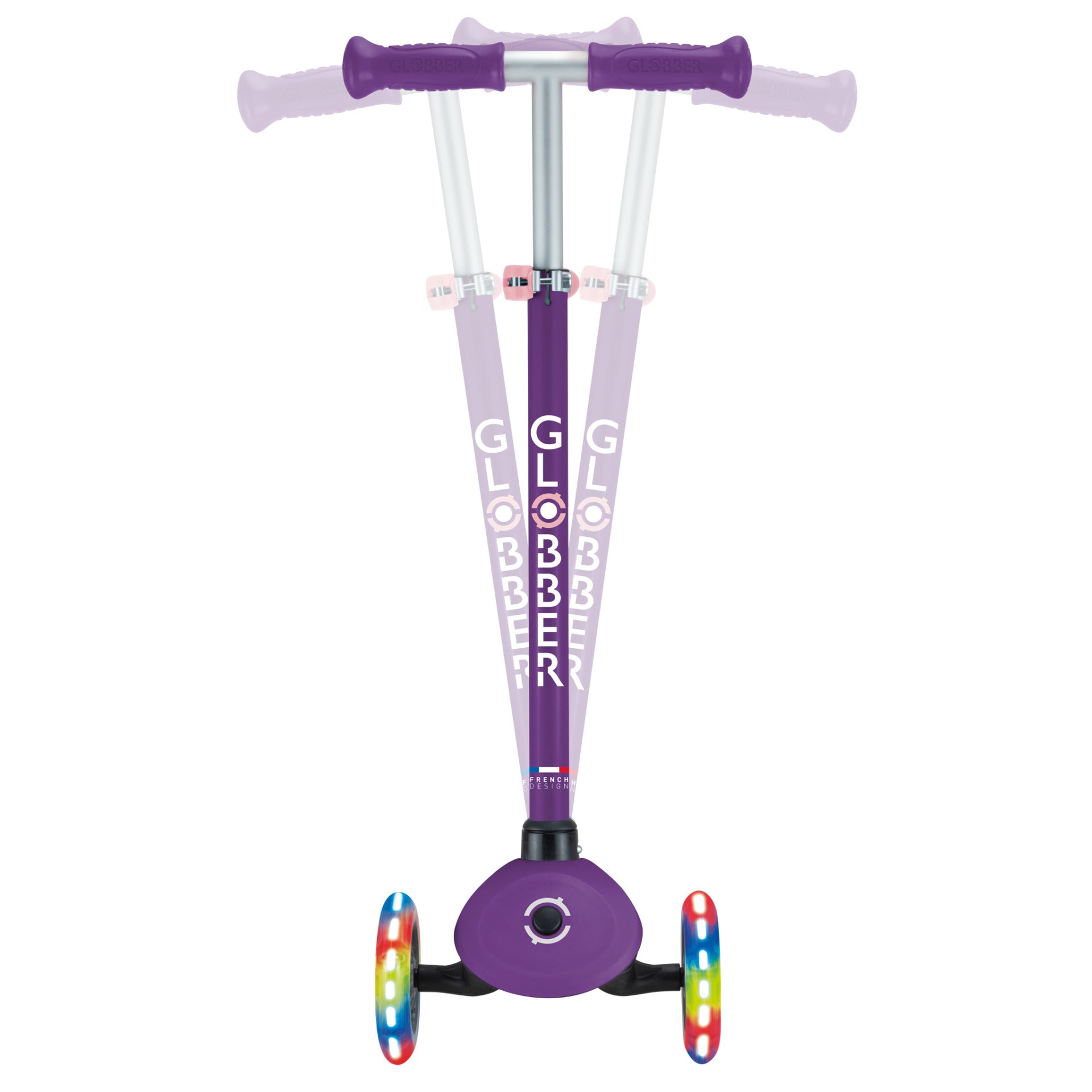 Globber Primo Lights Scooter - Purple and Pastel Pink
