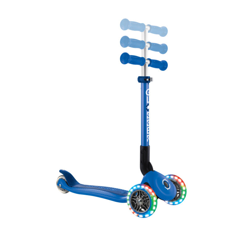 Globber Junior Foldable Lights Scooter - Navy Blue