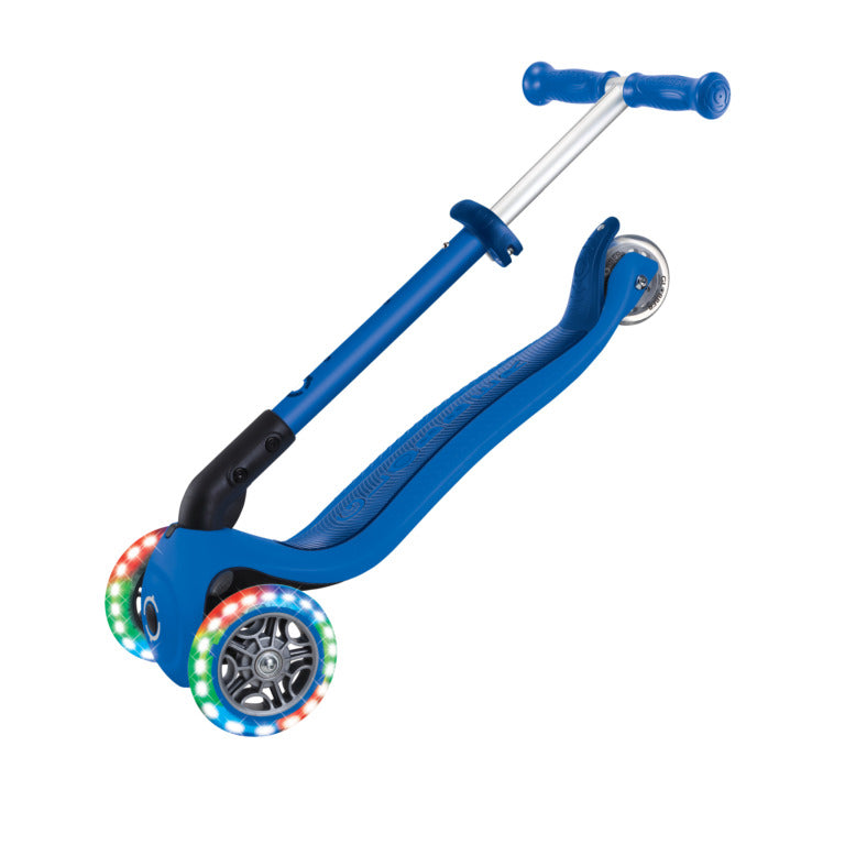 Globber Junior Foldable Lights Scooter - Navy Blue