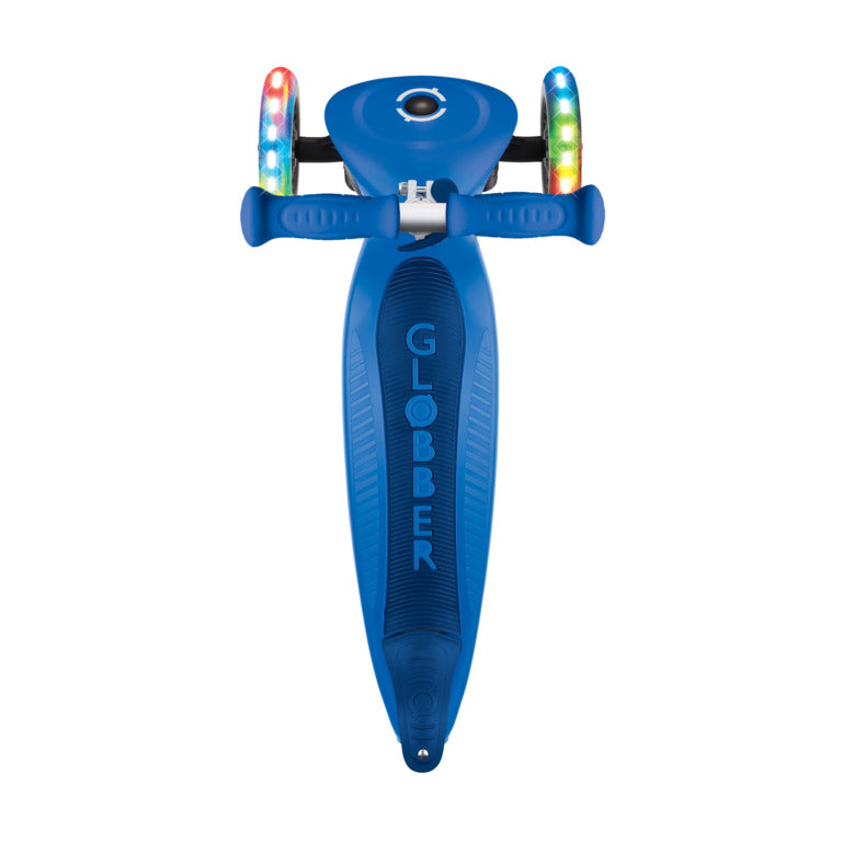 Globber Junior Foldable Lights Scooter - Navy Blue