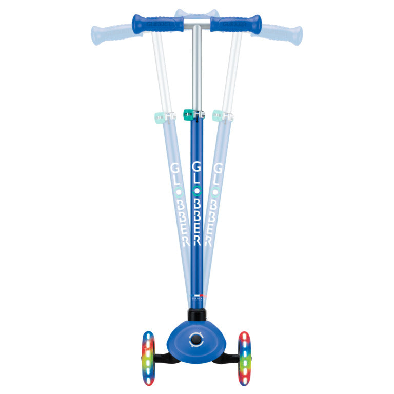 Globber Primo Plus Lights Scooter - Navy Blue and Emerald Green