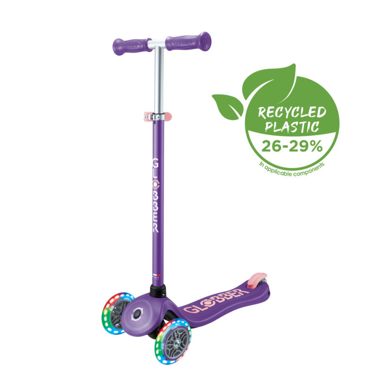 Globber Primo Plus Lights Scooter - Purple and Pastel Pink