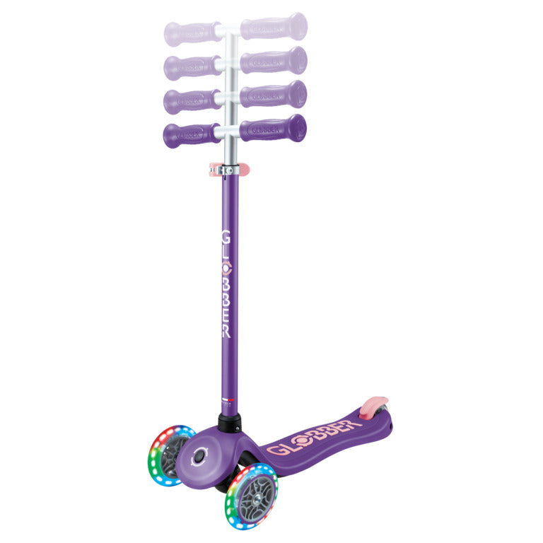 Globber Primo Plus Lights Scooter - Purple and Pastel Pink