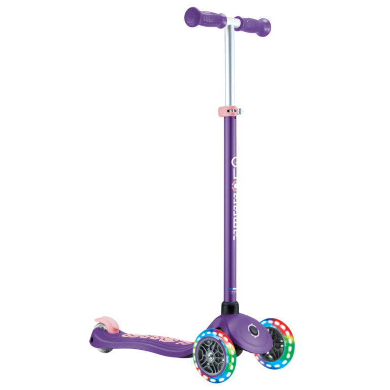 Globber Primo Plus Lights Scooter - Purple and Pastel Pink
