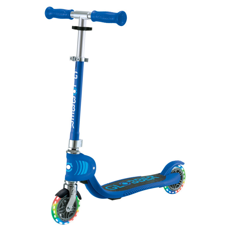 Globber Flow Foldable Junior Lights Scooter - Navy Blue