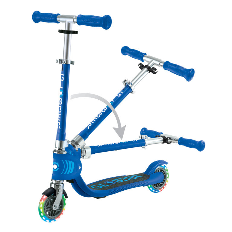 Globber Flow Foldable Junior Lights Scooter - Navy Blue