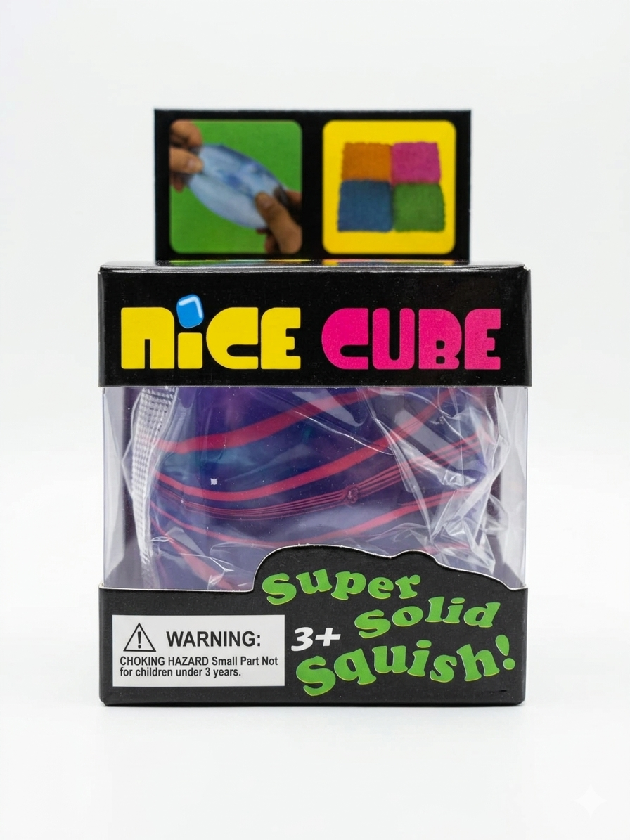 Nice Cube - Sensory Fidget Squeeze Toy with Super Solid Squish Color Blue - cube size 5.25 cm
