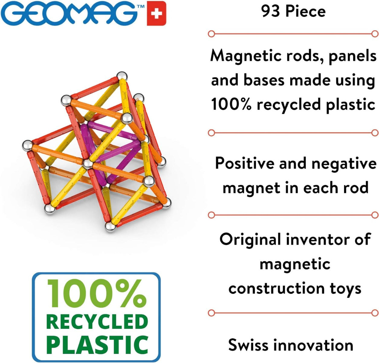 Geomag 93pc Recycled Pieces Layout