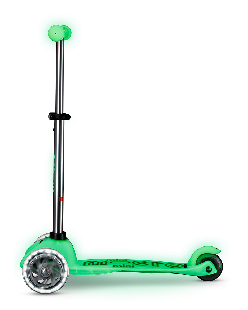 Glitter LED lime three wheel scooter