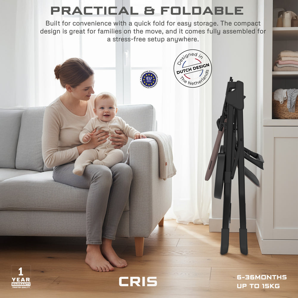 Neobreez Cris Compact Foldable Highchair For Child Brown/Black