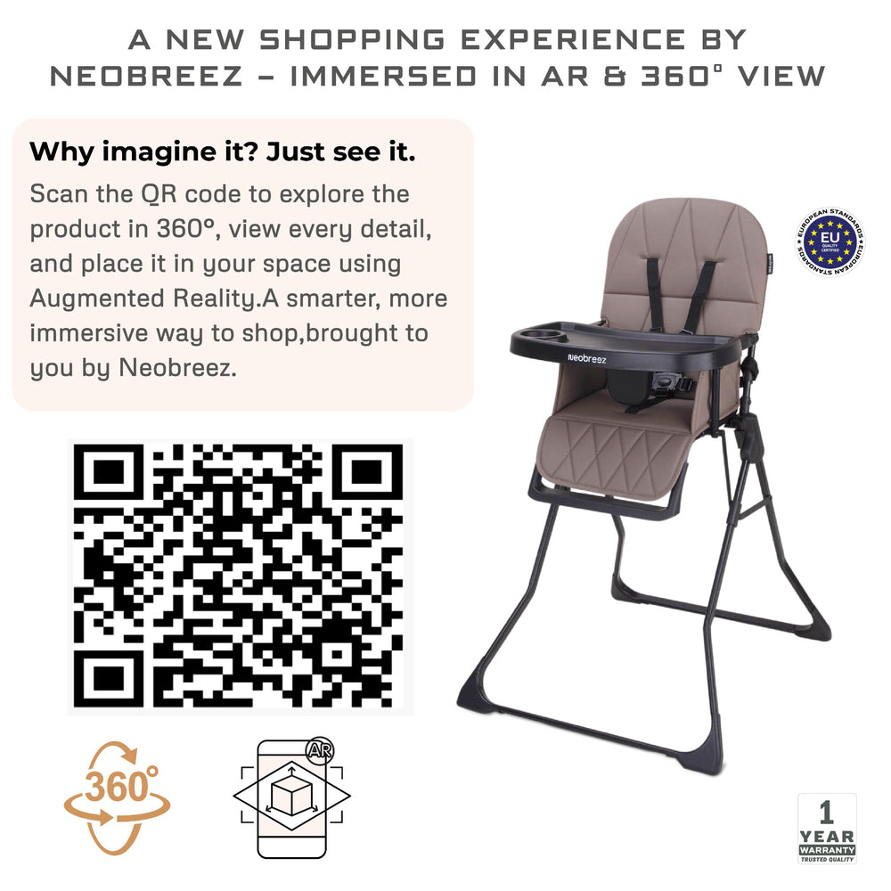 Neobreez Cris Compact Foldable Highchair For Child Brown/Black