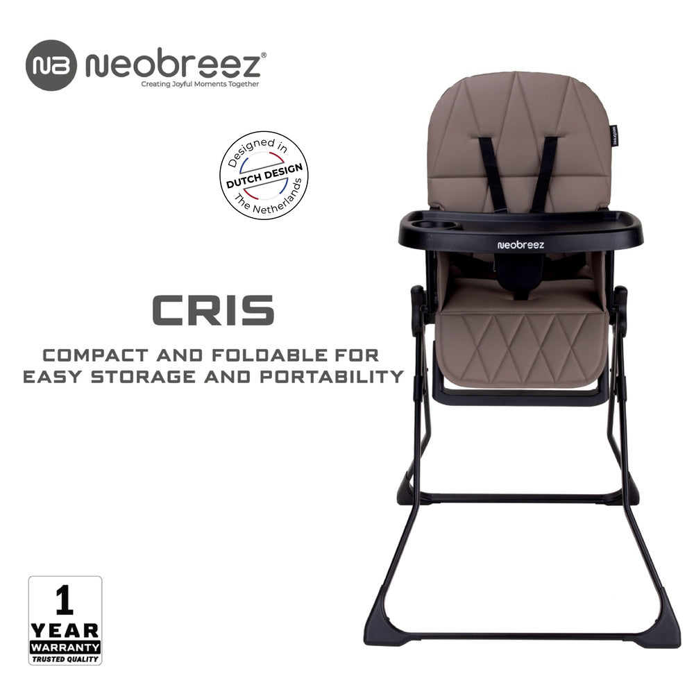 Neobreez Cris Compact Foldable Highchair For Child Brown/Black