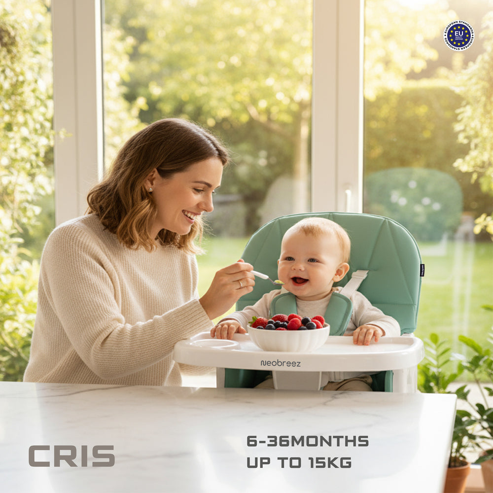 Neobreez Cris Compact Foldable Highchair For Child Green/White