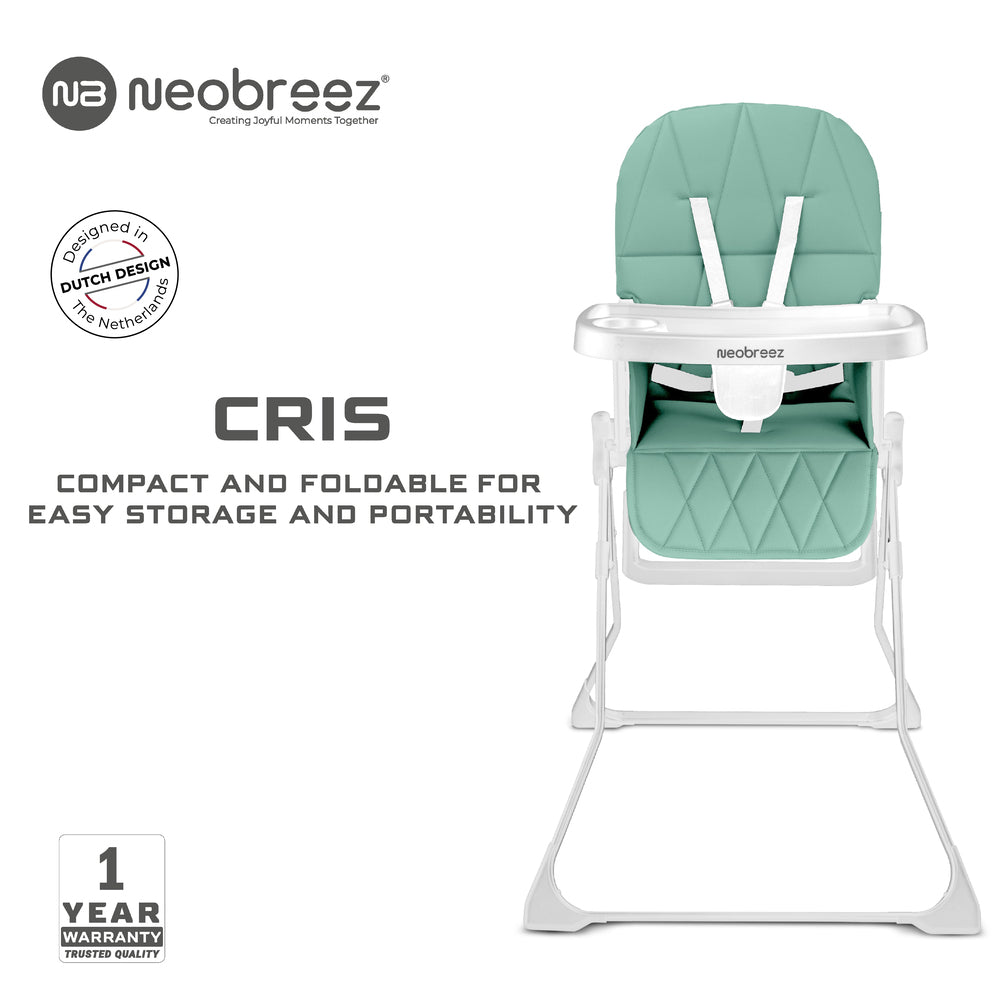 Neobreez Cris Compact Foldable Highchair For Child Green/White