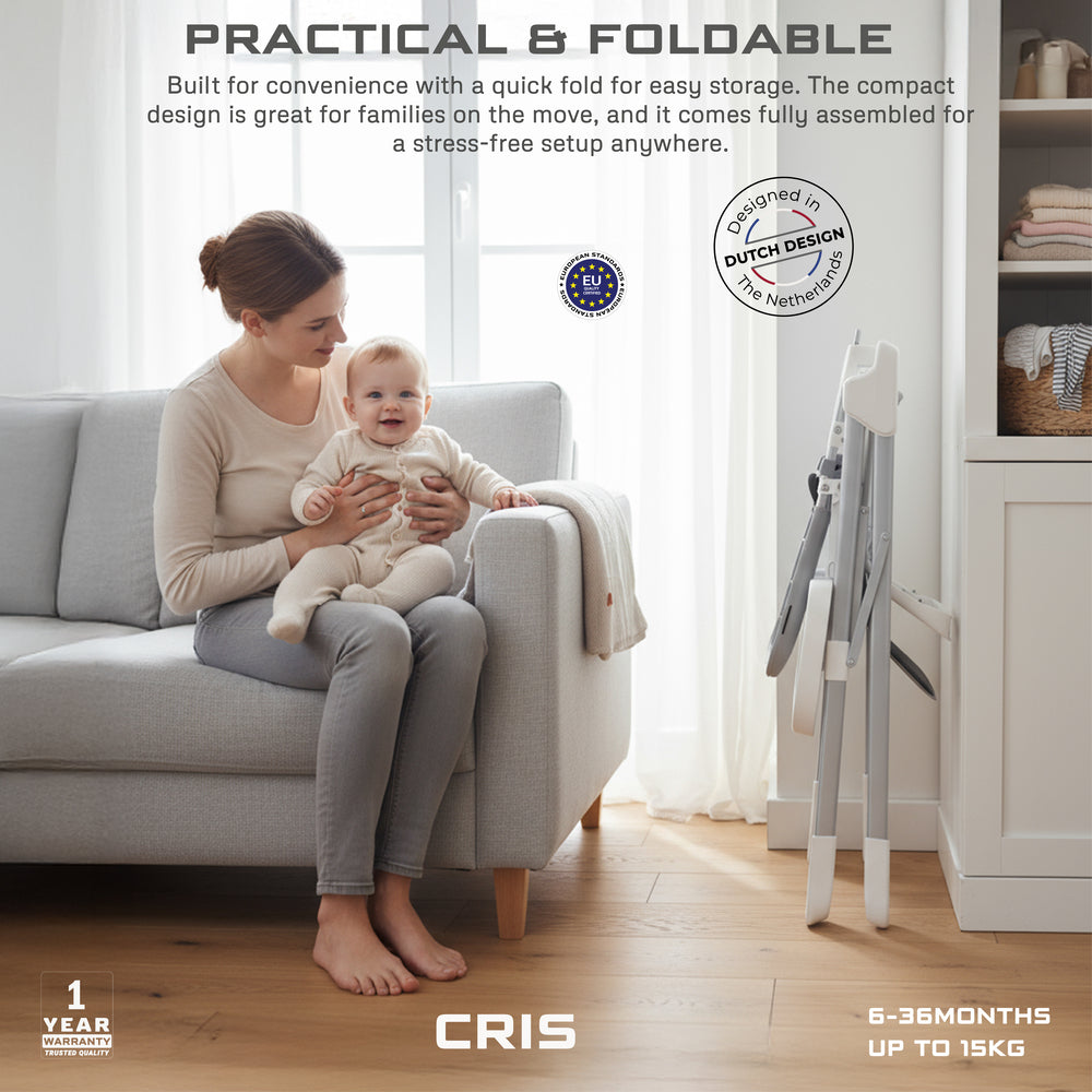 Neobreez Cris Compact Foldable Highchair For Child Grey/White