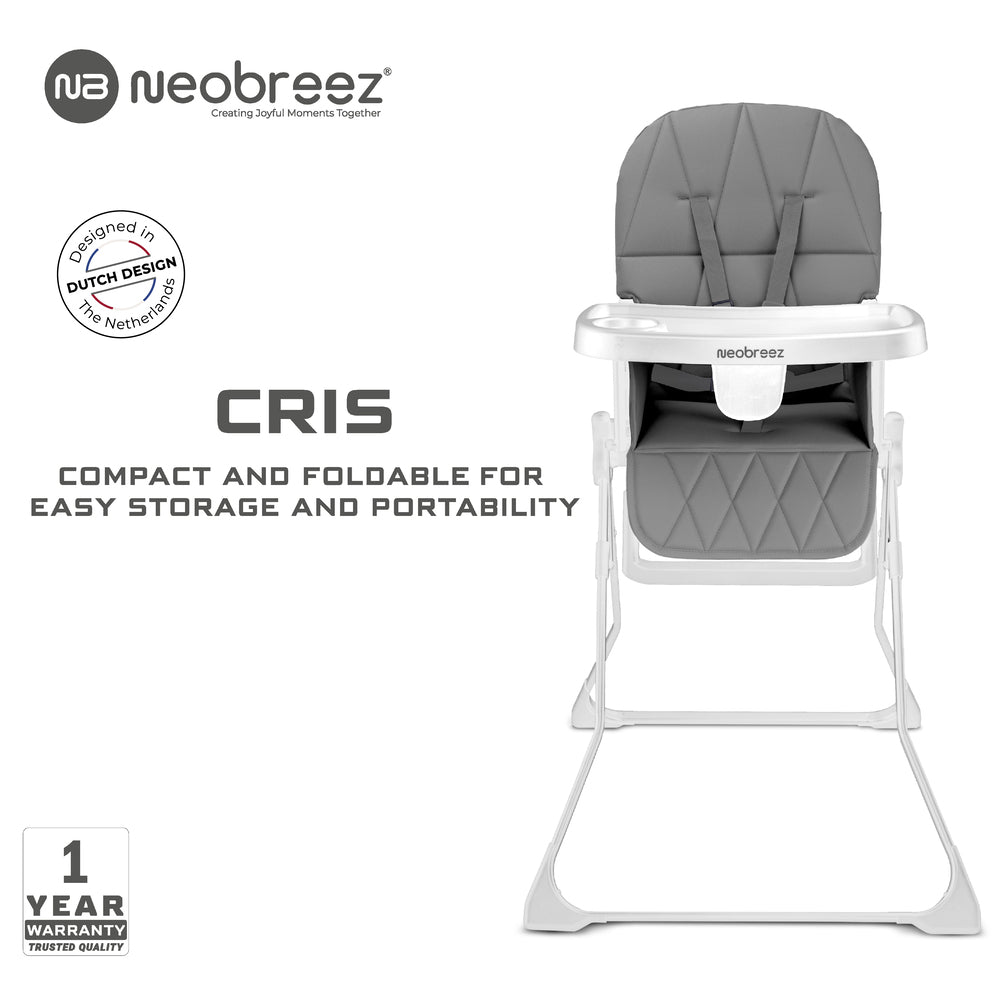 Neobreez Cris Compact Foldable Highchair For Child Grey/White
