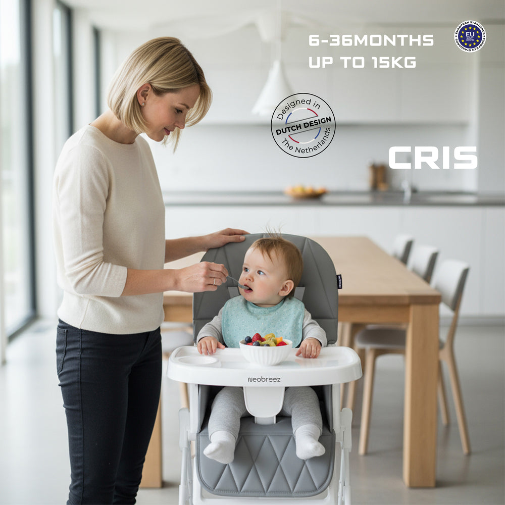 Neobreez Cris Compact Foldable Highchair For Child Grey/White