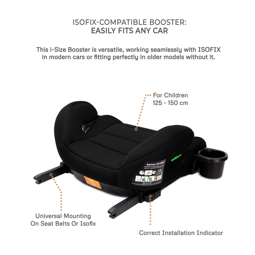 Neobreez I Sanfaro Isofix Backless Booster I Size Car Seat Black