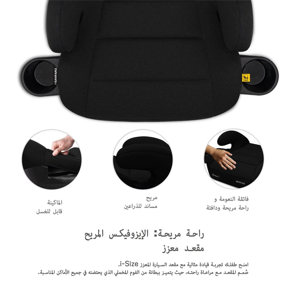 Neobreez I Sanfaro Isofix Backless Booster I Size Car Seat Black