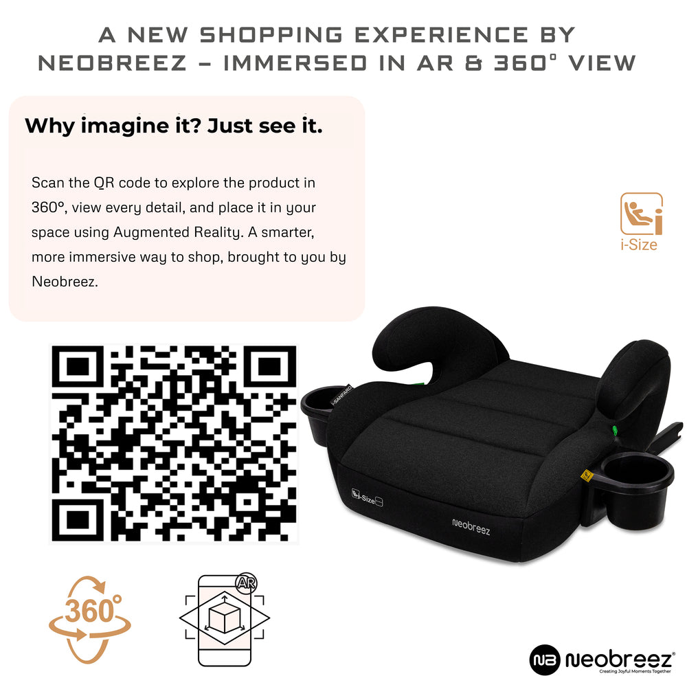 Neobreez I Sanfaro Isofix Backless Booster I Size Car Seat Black