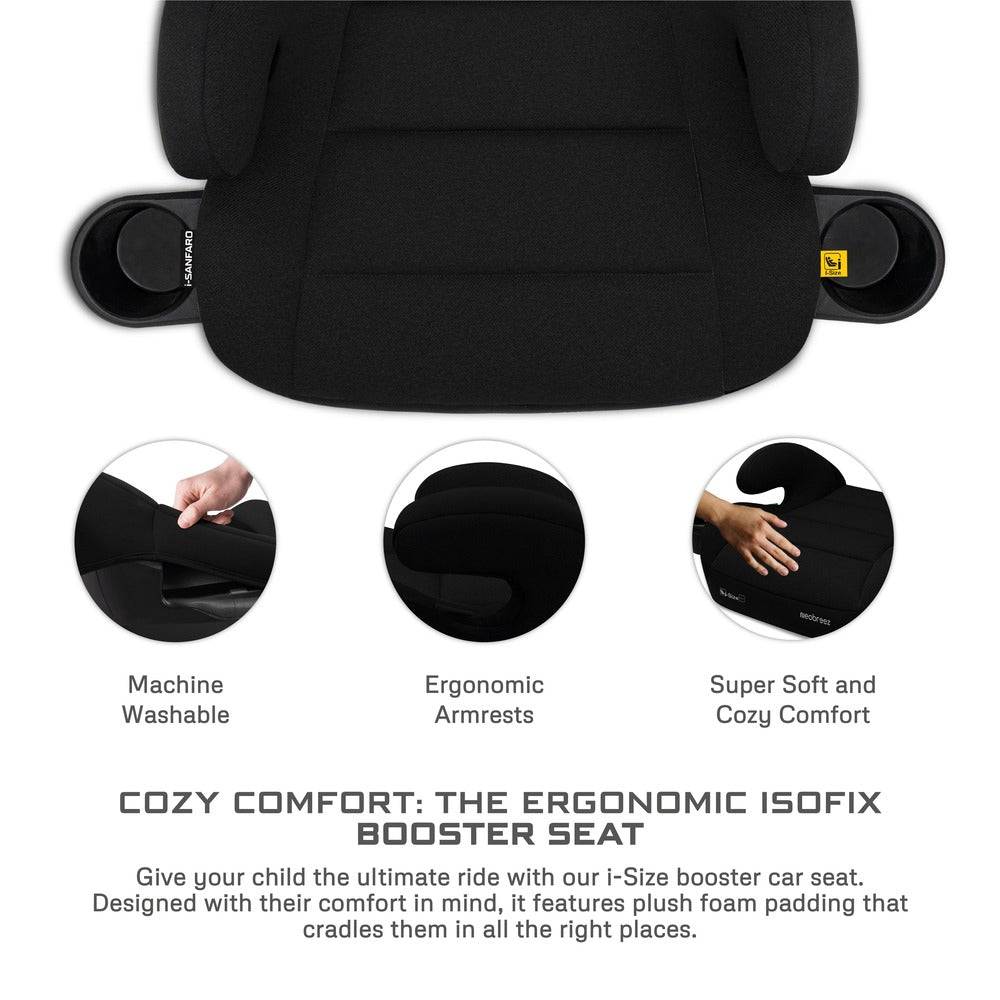 Neobreez I Sanfaro Isofix Backless Booster I Size Car Seat Black