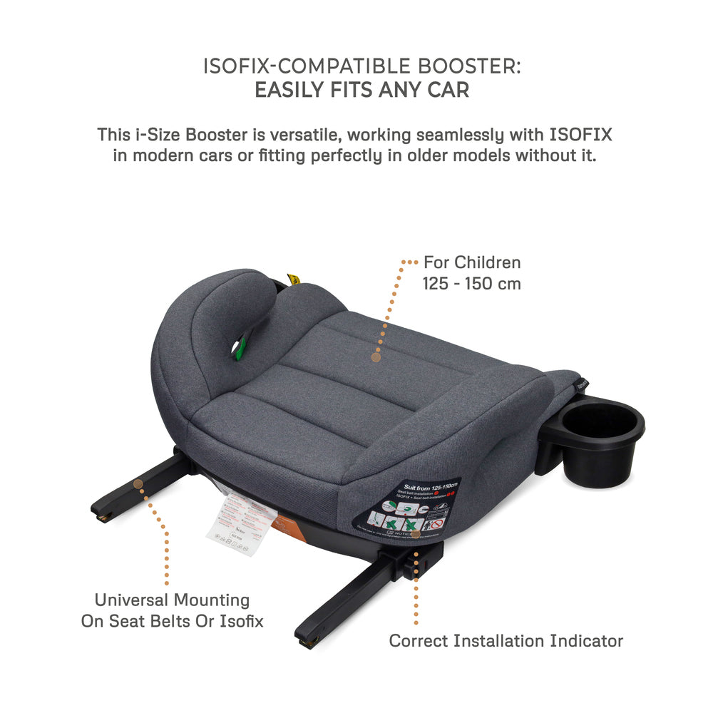 Neobreez I Sanfaro Isofix Backless Booster I Size Car Seat Grey
