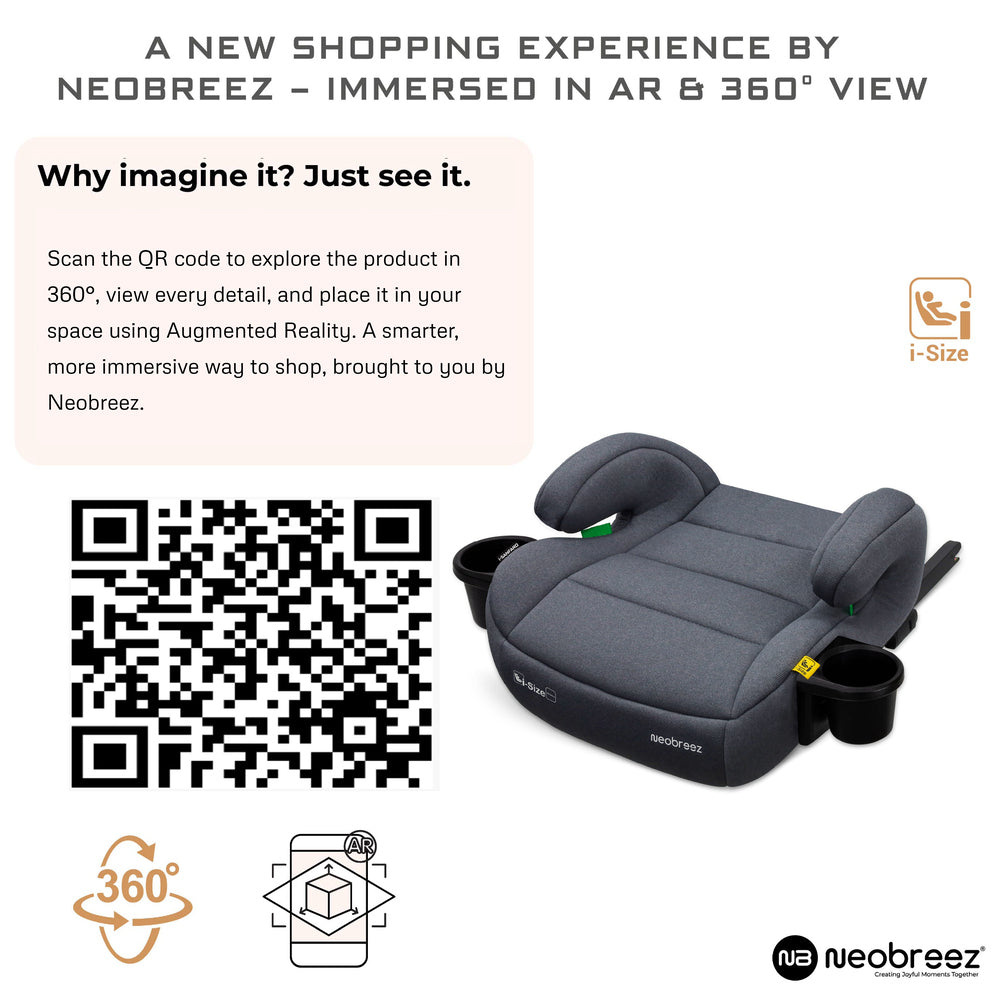 Neobreez I Sanfaro Isofix Backless Booster I Size Car Seat Grey