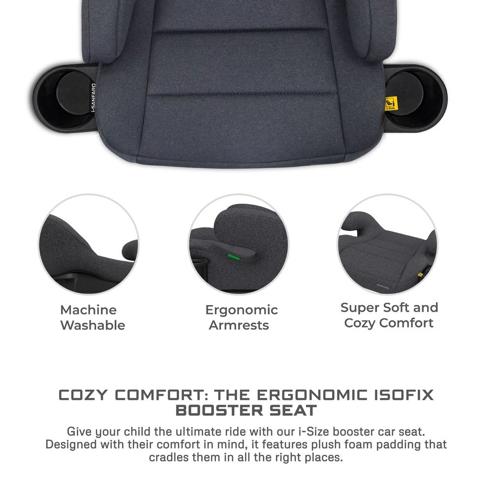 Neobreez I Sanfaro Isofix Backless Booster I Size Car Seat Grey