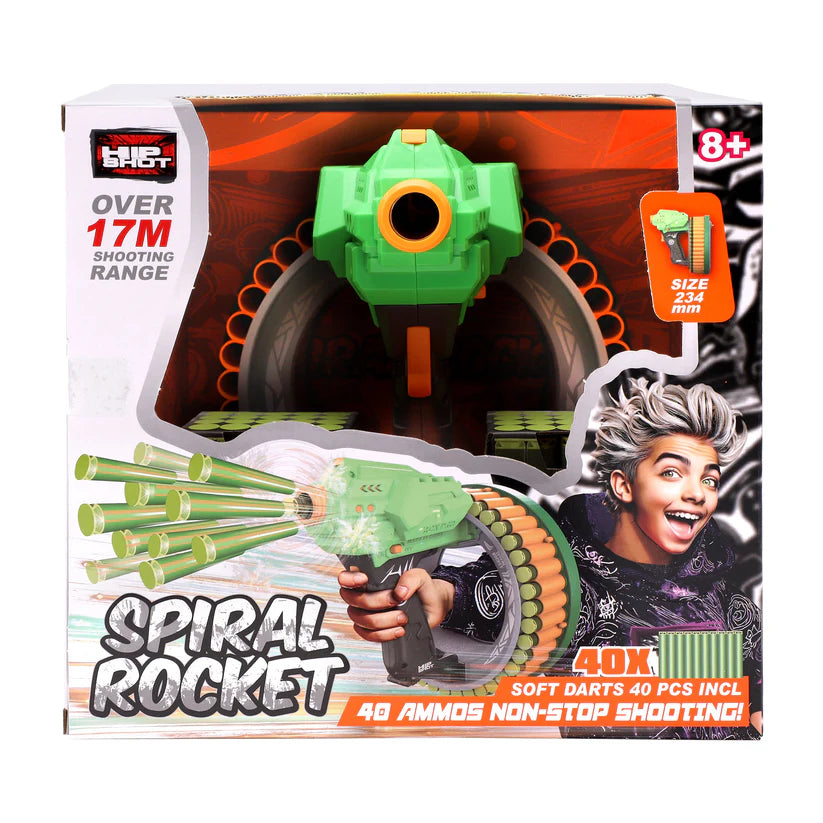 Hip Shot Battery Operated Spiral Rocket with 40 Darts Hip Shot Yallatoys