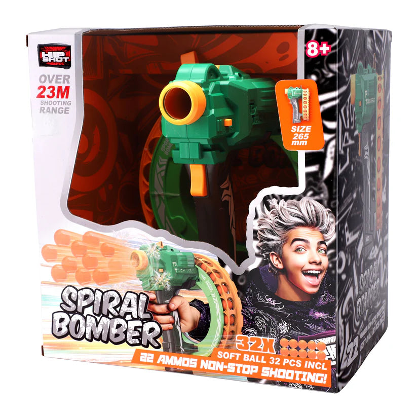 Hip Shot Battery Operated Spiral Bomber with 32Pcs Soft Balls Hip Shot Yallatoys