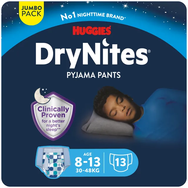 HUGGIES DRYNITES PYJAMA PANTS 30-48 KG - 8Y-13Y  BOYS Huggies Yallatoys