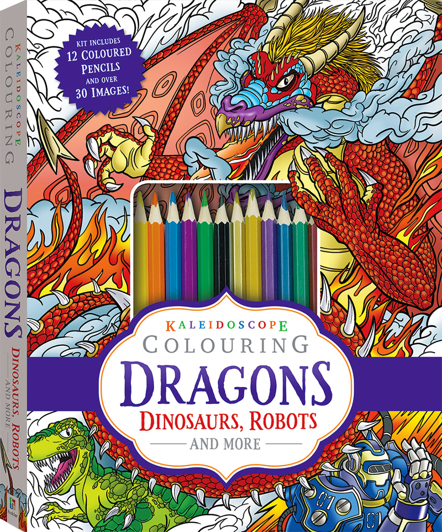 Hinkler Dragons Dinosaurs and Robots colouring set