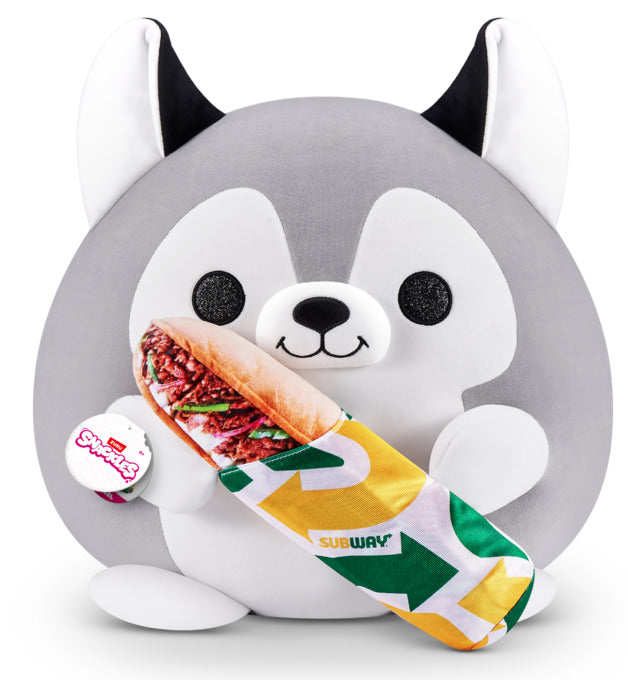 Husky Dog Holding Subway Sandwich