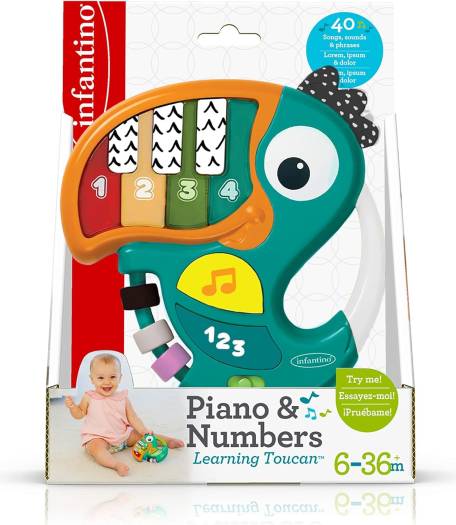 Infantino Kids Piano and Numbers Learning Toucan Toy