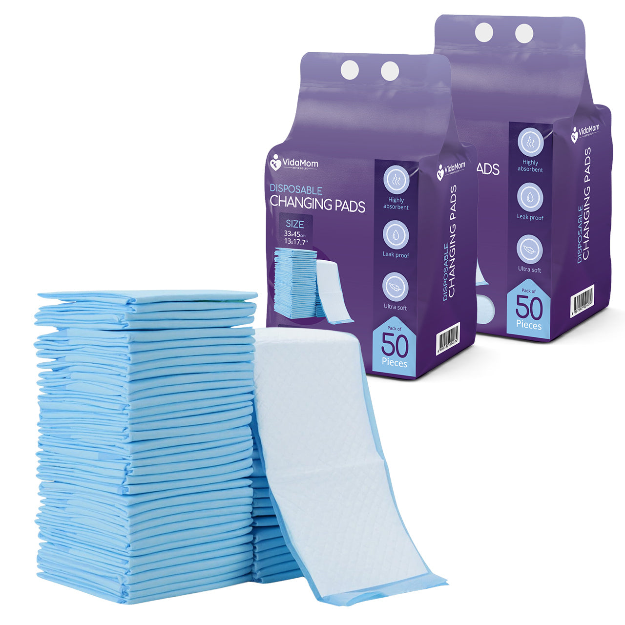 VidaMom Disposable Diaper Changing Mats Pack of 100 pcs Blue VidaMom Yallatoys