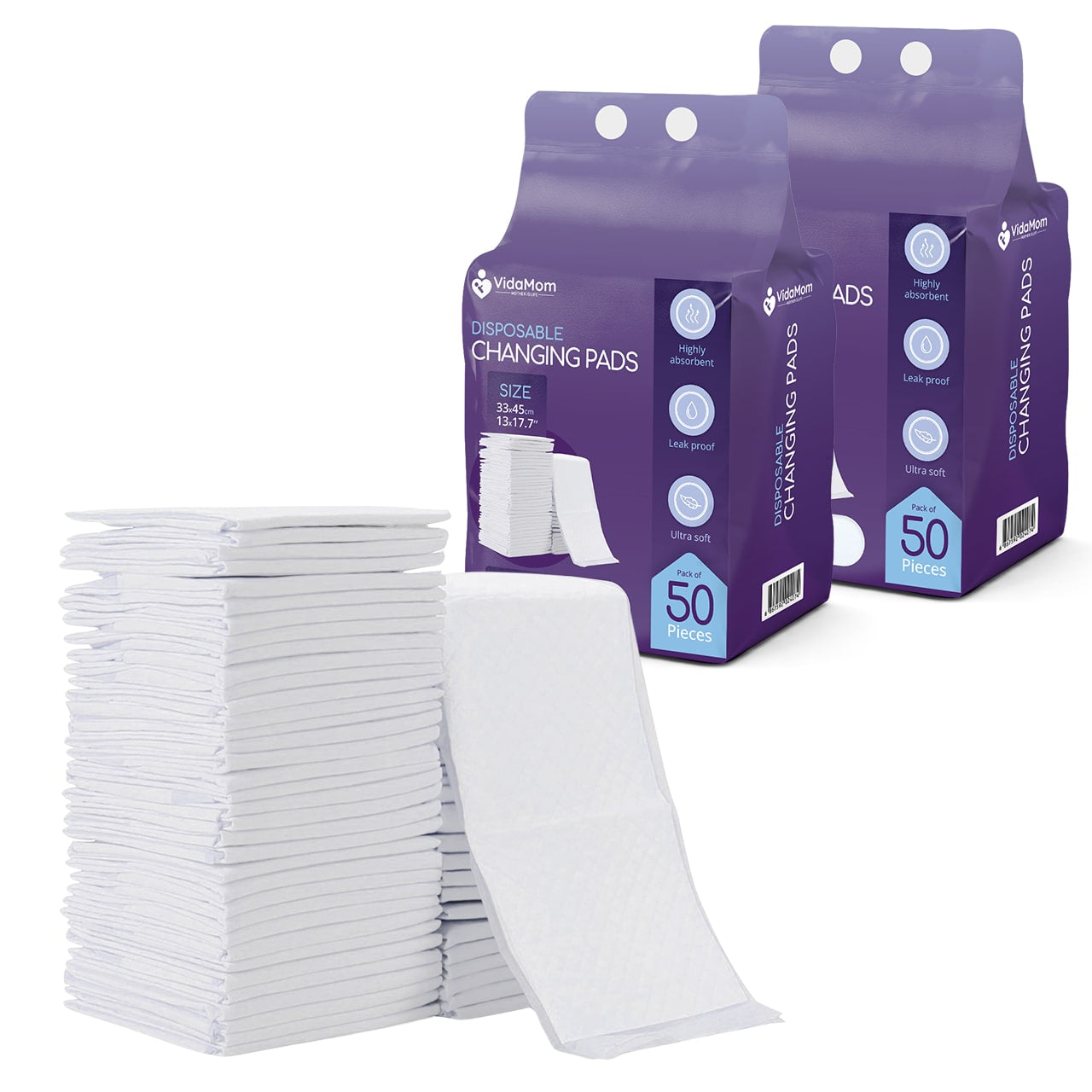 VidaMom Disposable Diaper Changing Mats Pack of 100 pcs White VidaMom Yallatoys