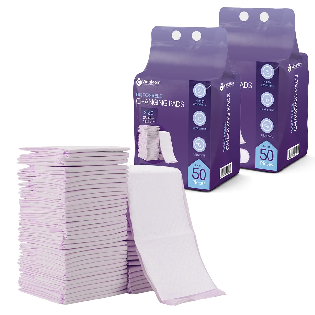 VidaMom Disposable Diaper Changing Mats Pack of 100 pcs Pink VidaMom Yallatoys