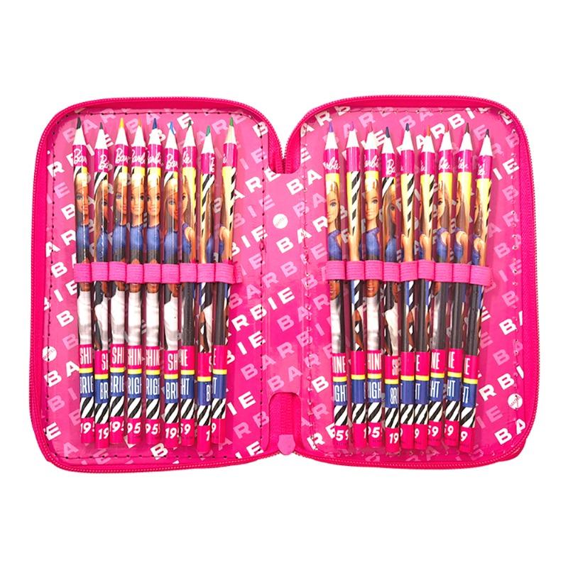 Iconic Barbie Pink 3-Zipper Stationery Pouch