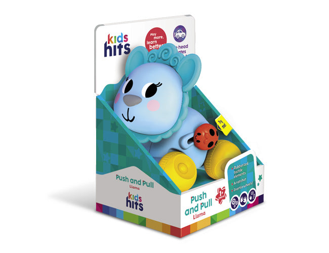Interactive Push and Roll Llama Toy Layout
