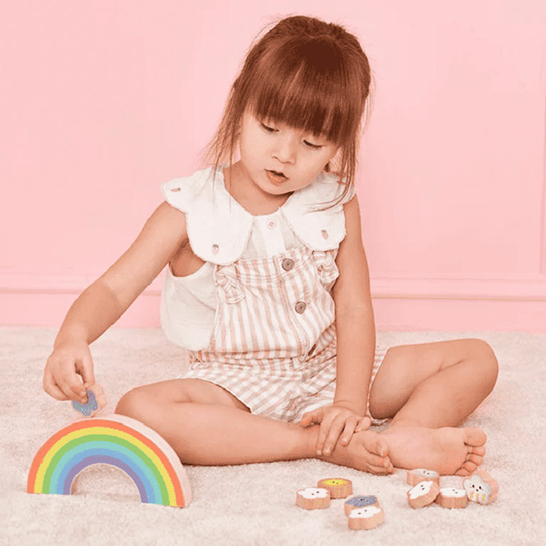 Interactive Wooden Rainbow Stacker Layout