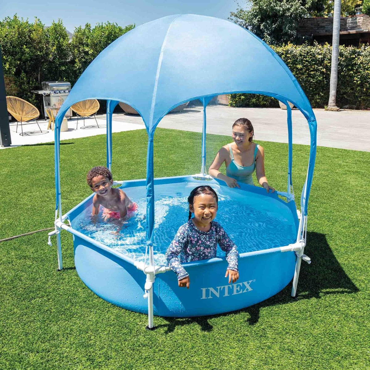 Intex frame pool with canopy